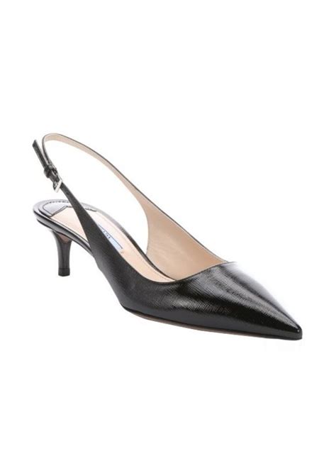 prada slingback black|Prada slingback kitten heel.